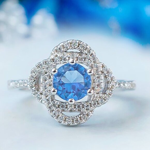 Blue Topaz Spiral Ring, 925 Sterling Silver Charmed Aroma - Picture 4 of 4